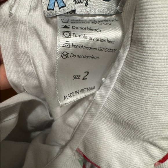 Smocked Round Collar Green & Red Gingham Shortall with Connor Monogram - Picture 8 of 8